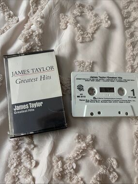Warner Bros. James Taylor Greatest Hits Cassette — White and Black